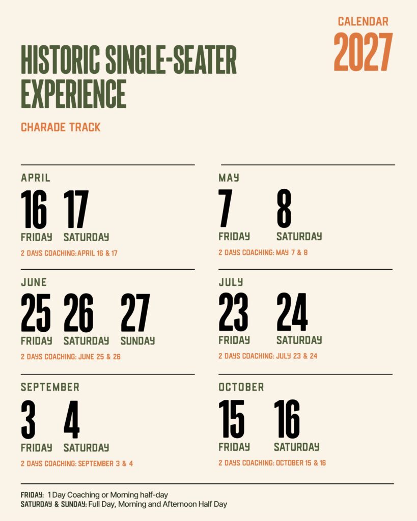 Calendrier Charade racing experience